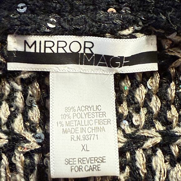 Mirror Image Black Fair Isle Long Sweater Vest Duster Sz XL Womens Dramatic Fun - Picture 8 of 10